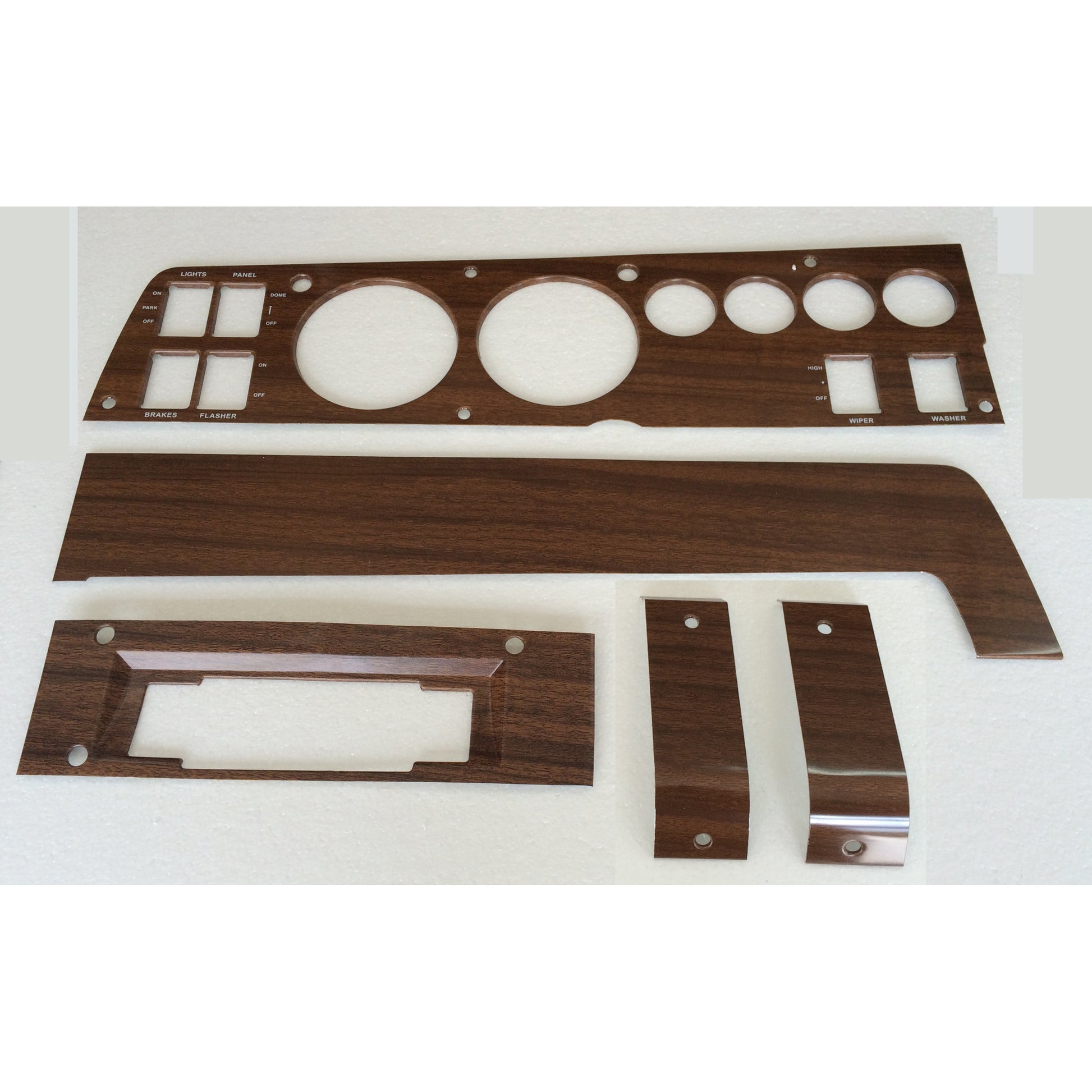 1969 B-body Woodgrain Rallye Dash Bezel Kit 8 Track - no AC