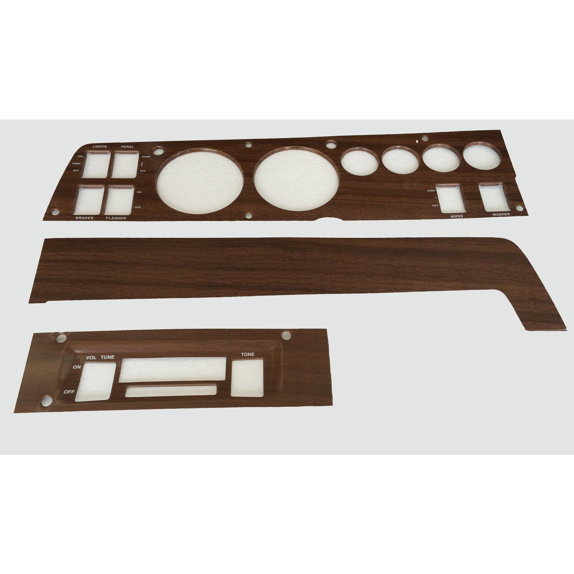 1969 B-body Woodgrain Rallye Dash Bezel Kit AM/FM - with AC