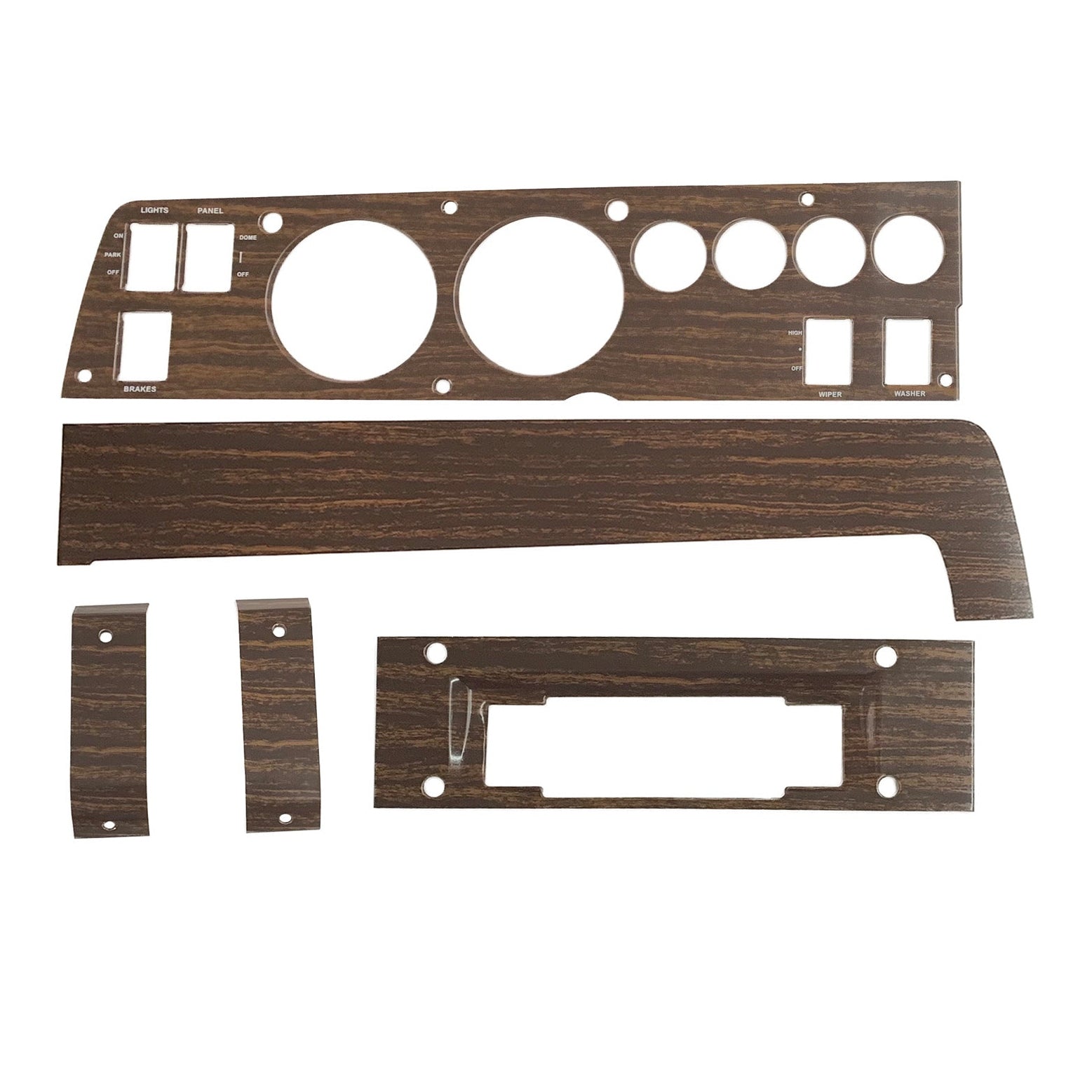 1970 B-body Woodgrain Rallye Dash Bezel Kit 8 Track - no AC