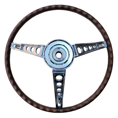 FM67-260W 1967 Ford Mustang Deluxe Woodgrain Steering Wheel w/o Horn Button