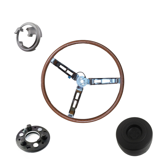 16" Rallye Woodgrain Steering Wheel Kit - 1966-1969 A, B and C-body